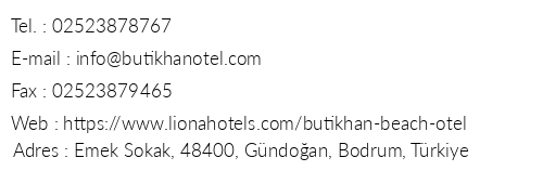 Butikhan Beach Otel telefon numaralar, faks, e-mail, posta adresi ve iletiim bilgileri